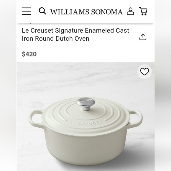 LE CREUSET Limited edition 5 1/4 QT. Cast Iron slow cooker pot, "meringue" Shade - Picture 11 of 12